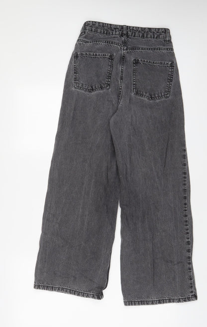 Denim & Co. Womens Grey Cotton Wide-Leg Jeans Size 6 L26 in Regular Zip