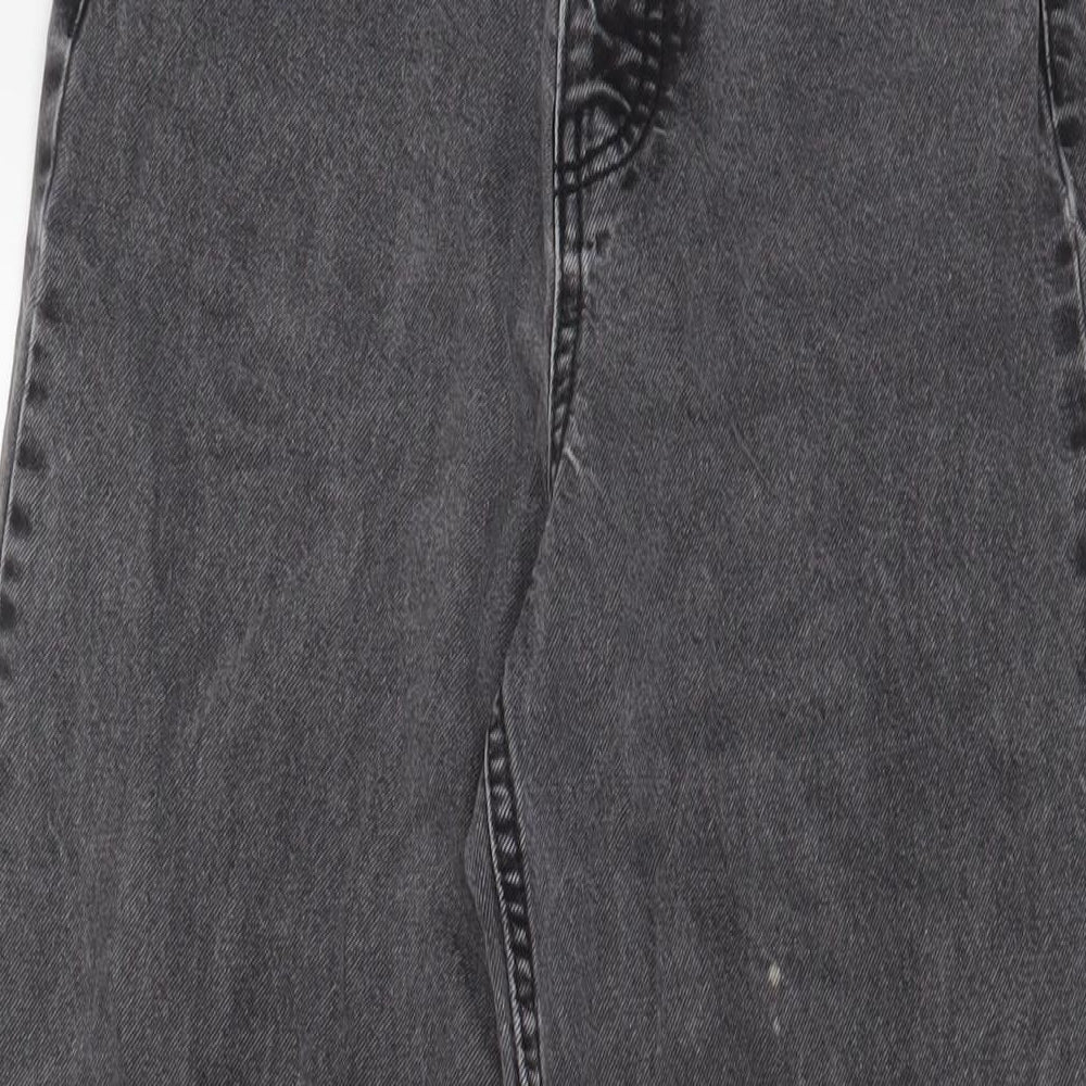 Denim & Co. Womens Grey Cotton Wide-Leg Jeans Size 6 L26 in Regular Zip