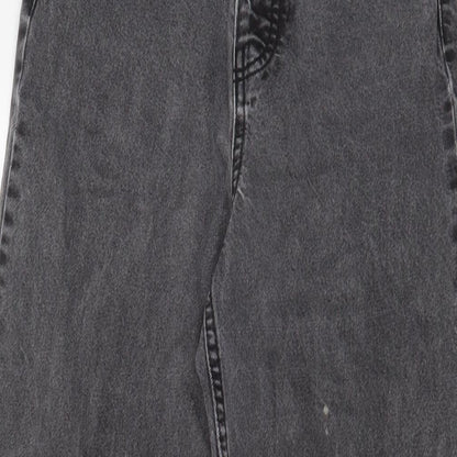 Denim & Co. Womens Grey Cotton Wide-Leg Jeans Size 6 L26 in Regular Zip