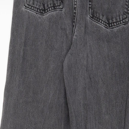 Denim & Co. Womens Grey Cotton Wide-Leg Jeans Size 6 L26 in Regular Zip