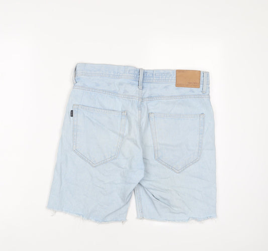 Tiffosi Mens Blue Cotton Bermuda Shorts Size S L8 in Regular Zip