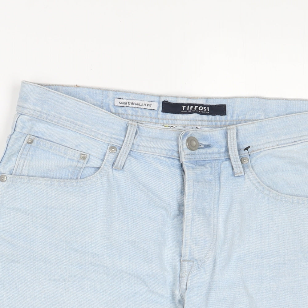 Tiffosi Mens Blue Cotton Bermuda Shorts Size S L8 in Regular Zip