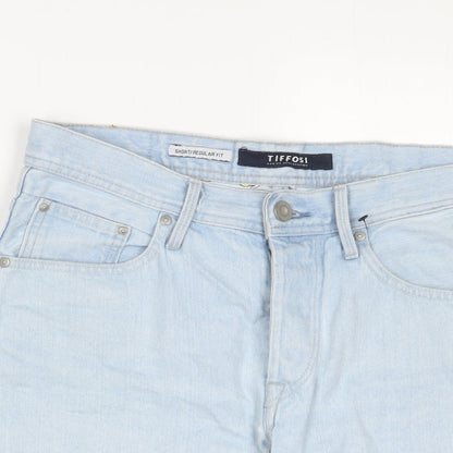 Tiffosi Mens Blue Cotton Bermuda Shorts Size S L8 in Regular Zip