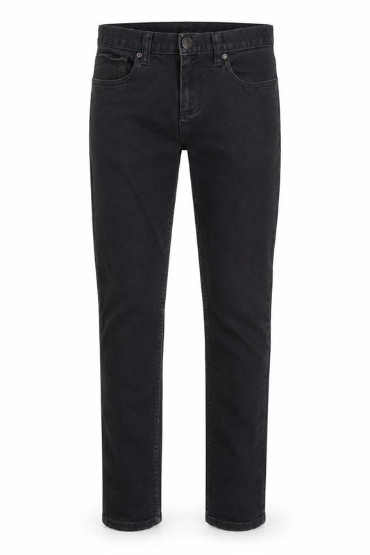 Front view of Denim & Co. men’s grey cotton skinny jeans, size 30, in, 32-inch leg regular zip