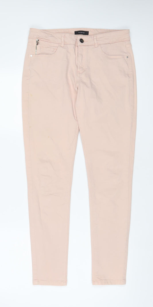 Autograph Womens Pink Cotton Skinny Jeans Size 10 L30 in Regular Zip