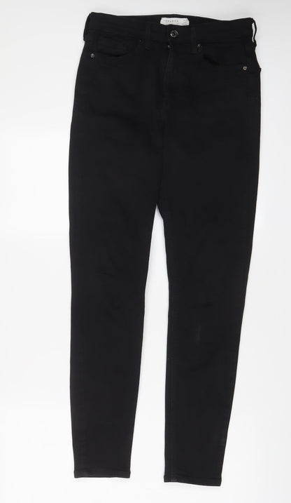 Topshop Womens Black Cotton Skinny Jeans Size 30 in L34 in Regular Zip