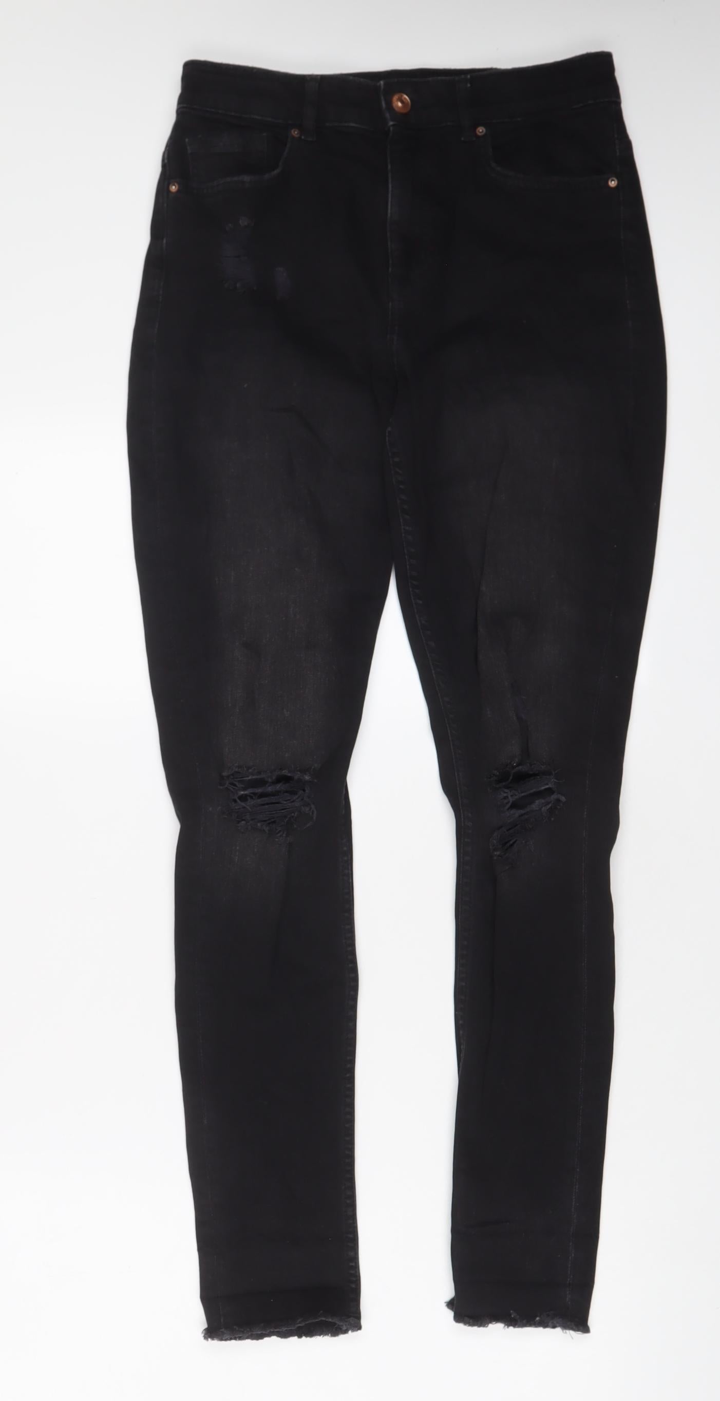 Womens UK Size 10 H&M Regular Fit Skinny Black Jeans