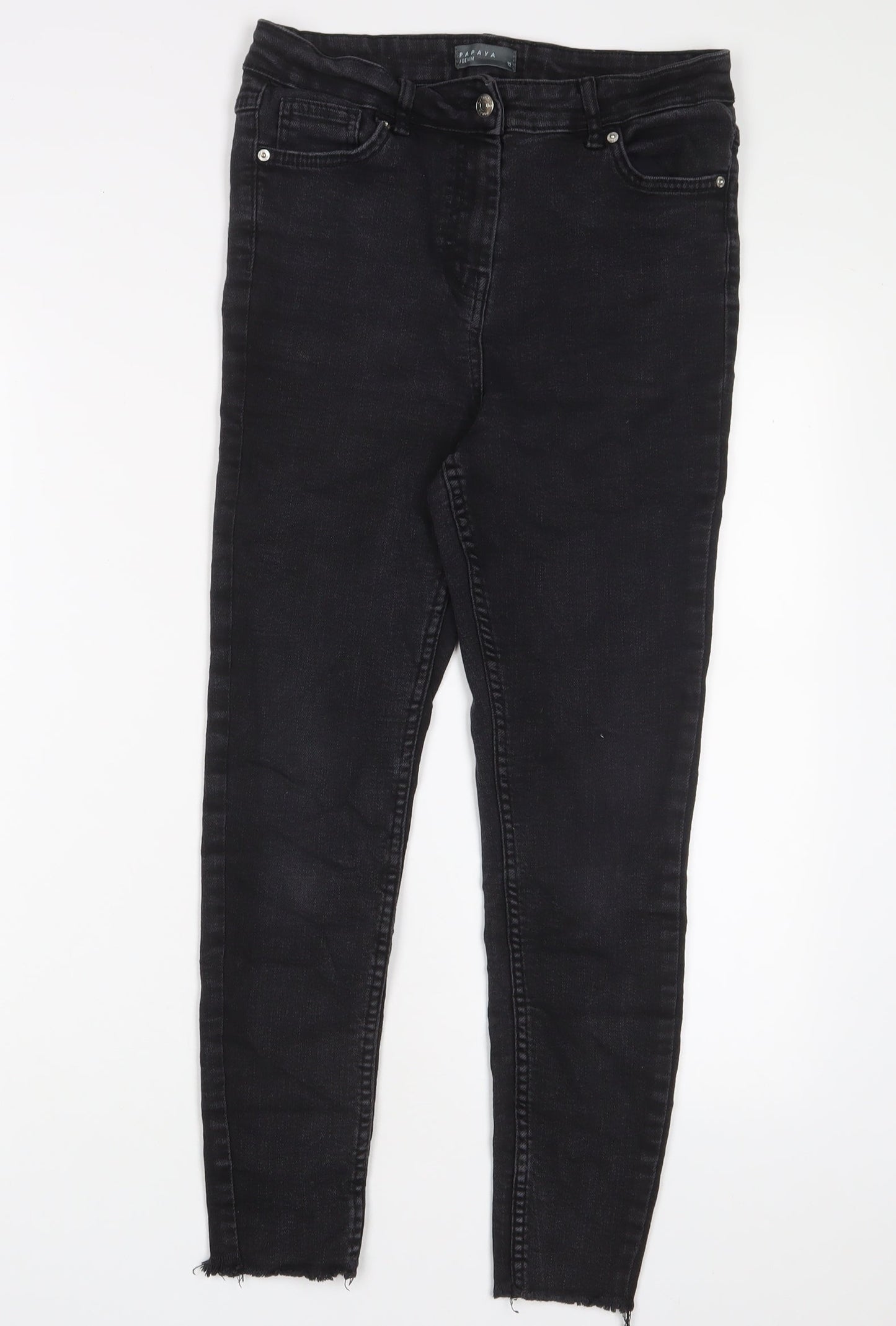Womens UK Size 12 Papaya Regular Fit Skinny Grey Jeans