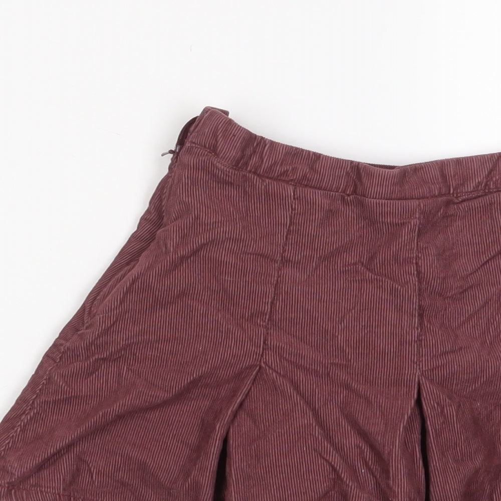 NEXT Girls Pink Cotton A-Line Skirt Size 9 Years Regular Zip - Pleated