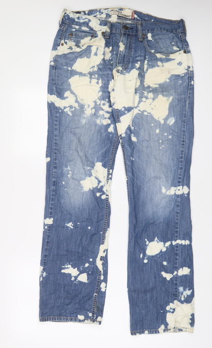Levi's Mens Blue Geometric Cotton Straight Jeans Size 33 in L34 in Regular Zip