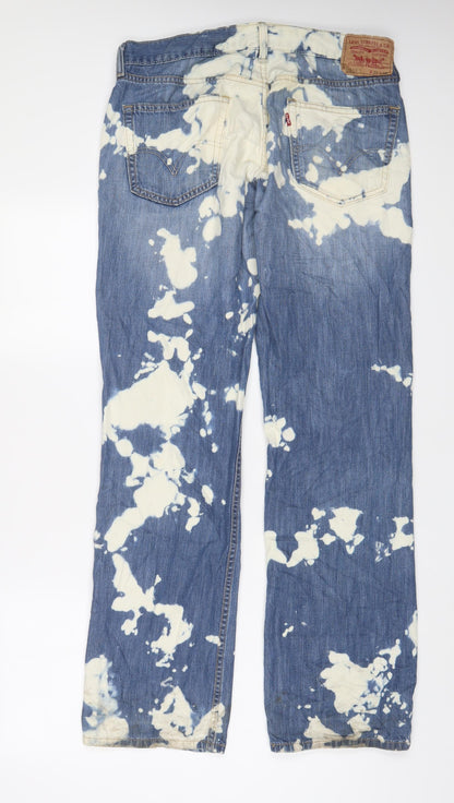 Levi's Mens Blue Geometric Cotton Straight Jeans Size 33 in L34 in Regular Zip