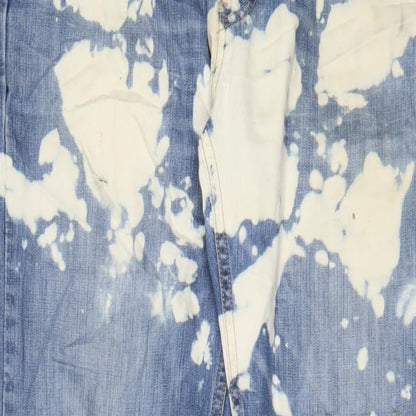 Levi's Mens Blue Geometric Cotton Straight Jeans Size 33 in L34 in Regular Zip