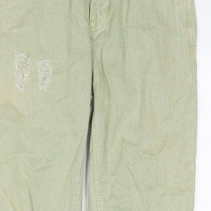 Zara Womens Green Cotton Straight Jeans Size S L25 in Regular Zip