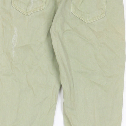 Zara Womens Green Cotton Straight Jeans Size S L25 in Regular Zip