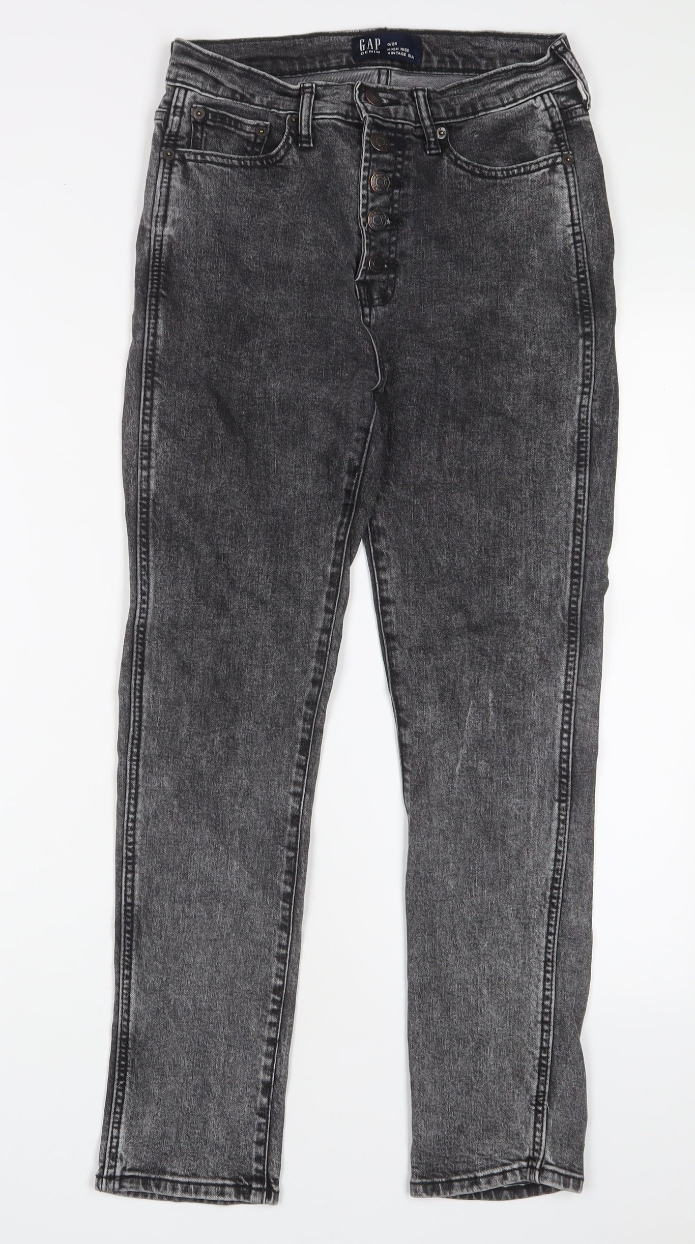 Gap Womens Black Cotton Straight Jeans Size 25 in L26 in Regular Button