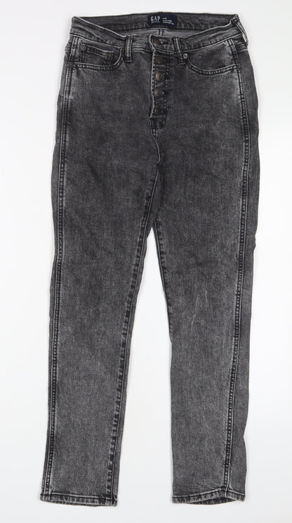 Gap Womens Black Cotton Straight Jeans Size 25 in L26 in Regular Button