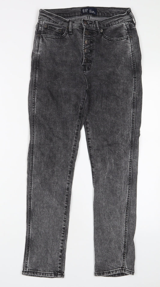 Gap Womens Black Cotton Straight Jeans Size 25 in L26 in Regular Button