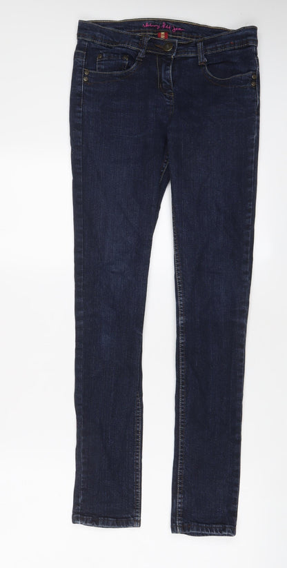Denim & Co. Womens Blue Cotton Skinny Jeans Size 8 L31 in Regular Zip