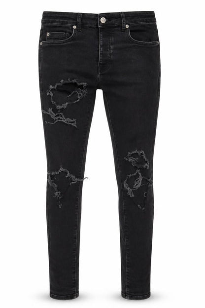 Mens UK Size 32 in Mennace Regular Fit Skinny Black Jeans