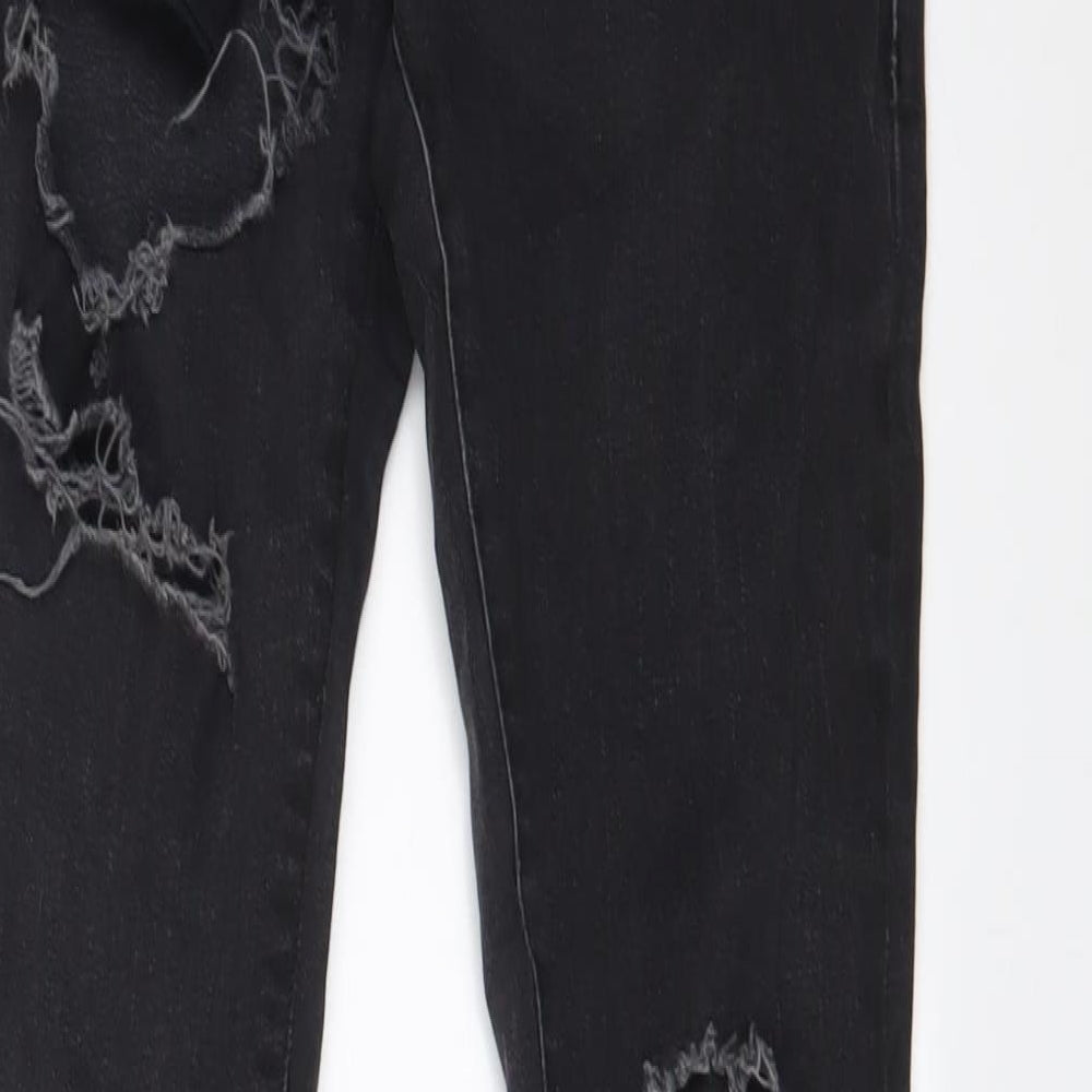 Mennace Mens Black Cotton Skinny Jeans Size 32 in L31 in Regular Zip