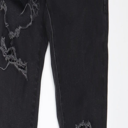 Mennace Mens Black Cotton Skinny Jeans Size 32 in L31 in Regular Zip