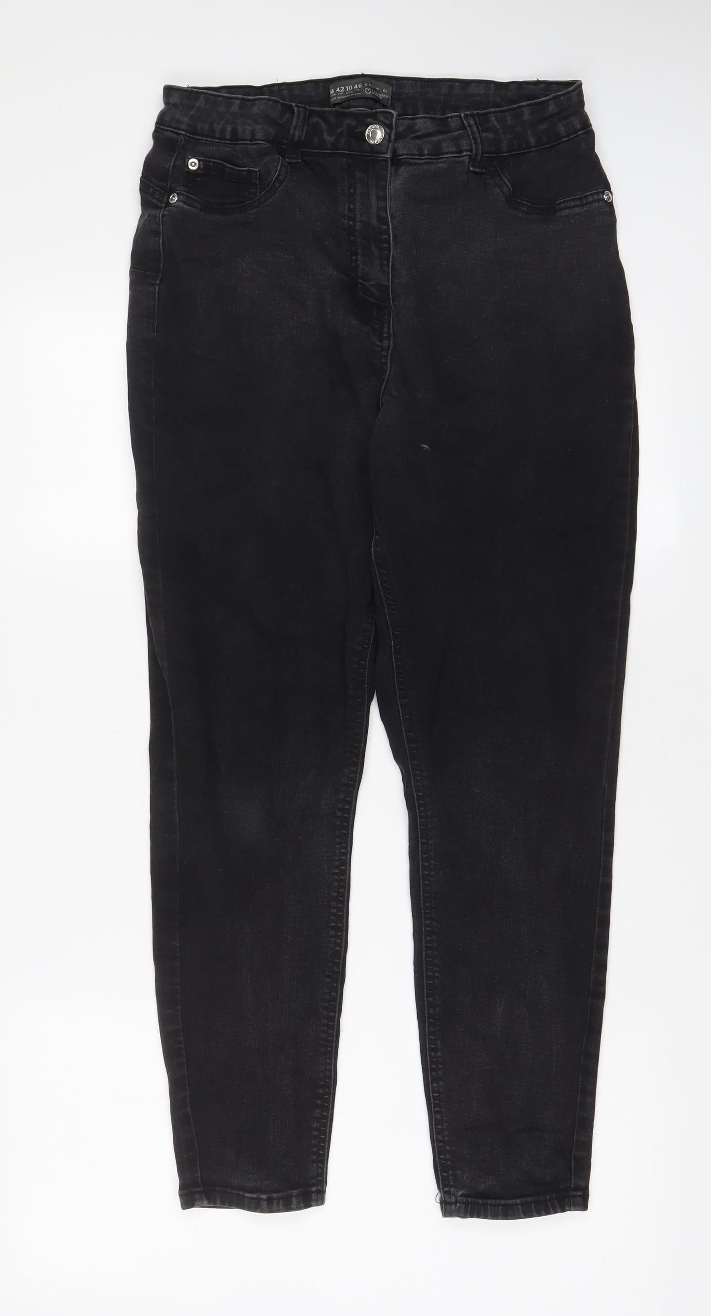 Denim & Co. Womens Grey Cotton Skinny Jeans Size 14 L28 in Regular Zip