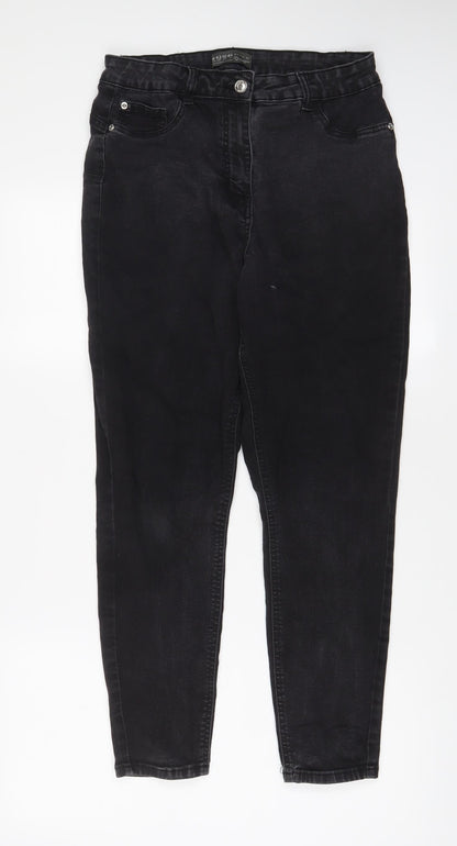 Denim & Co. Womens Grey Cotton Skinny Jeans Size 14 L28 in Regular Zip