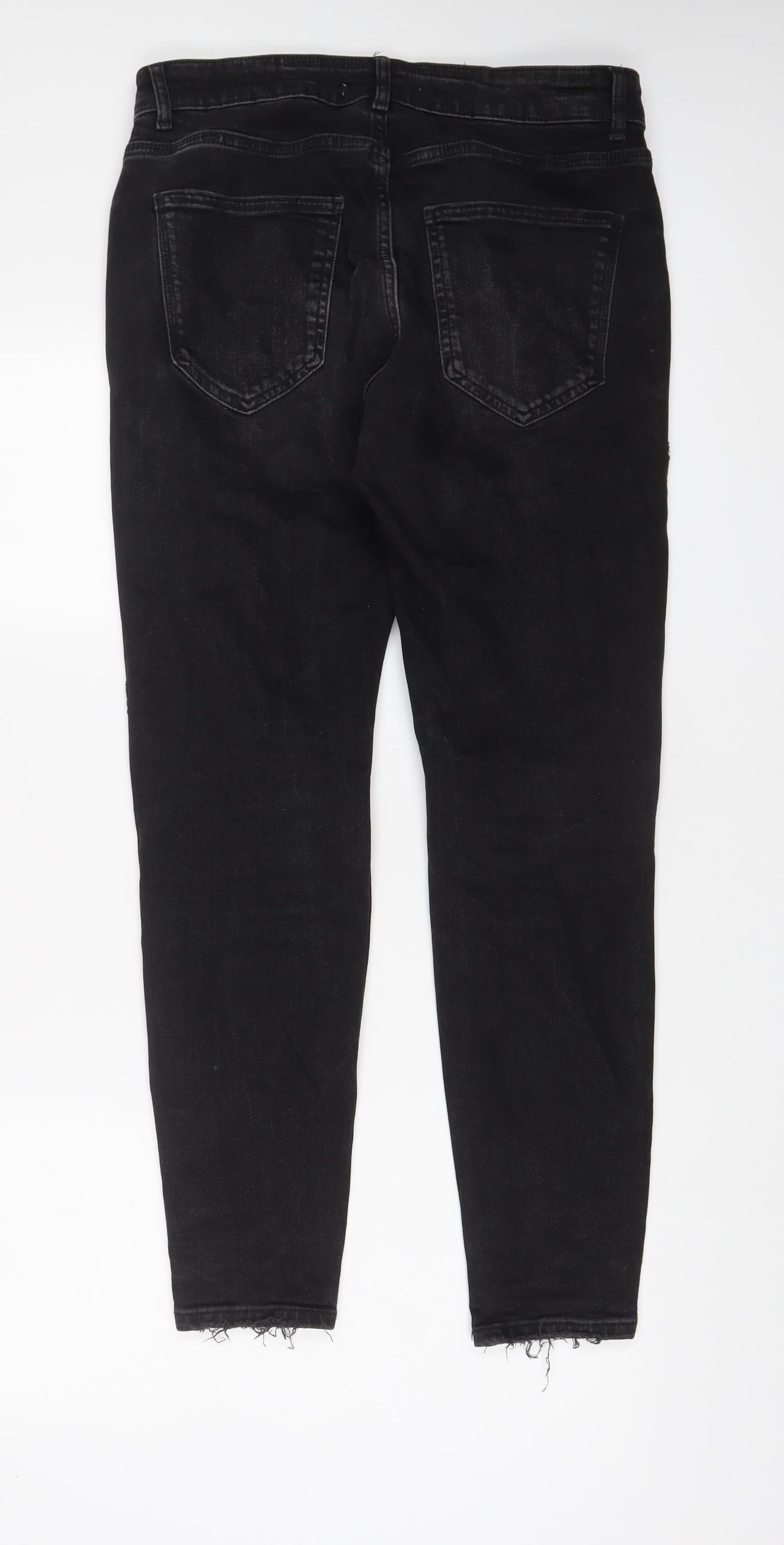 Zara Womens Black Cotton Skinny Jeans Size 14 L29 in Regular Zip