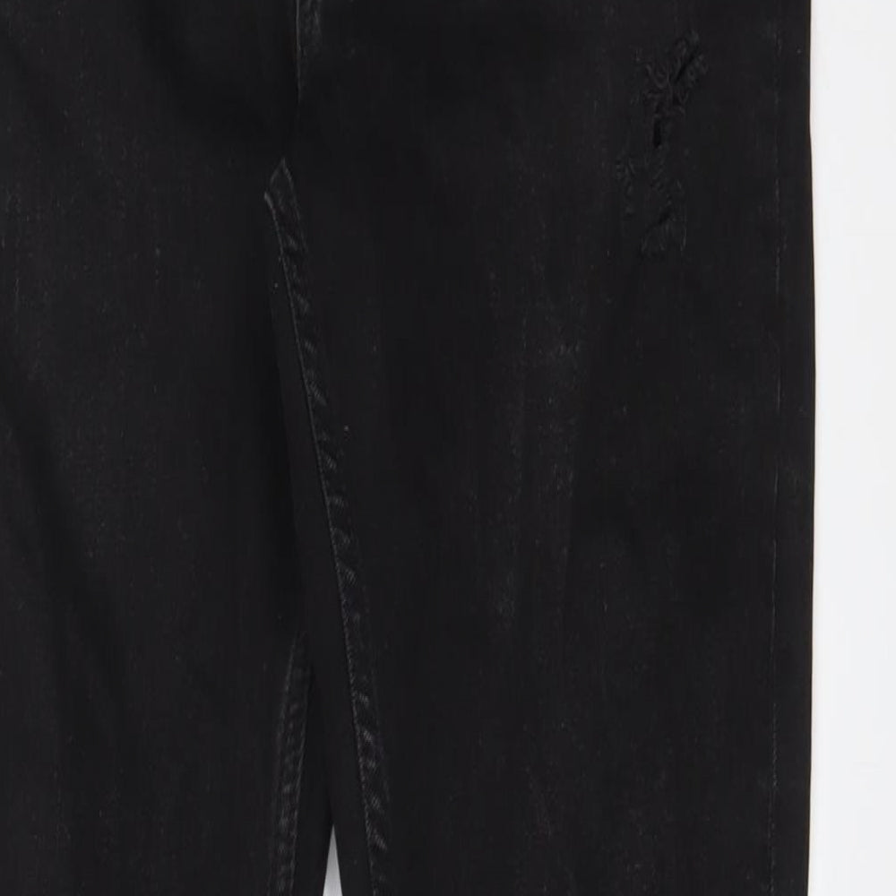 Zara Womens Black Cotton Skinny Jeans Size 14 L29 in Regular Zip