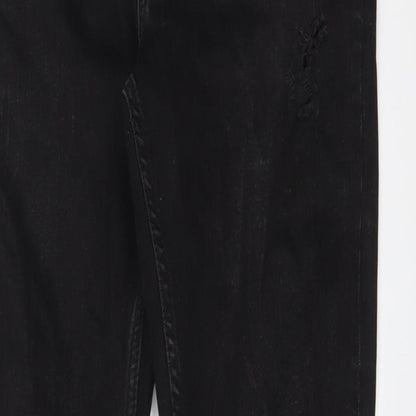 Zara Womens Black Cotton Skinny Jeans Size 14 L29 in Regular Zip