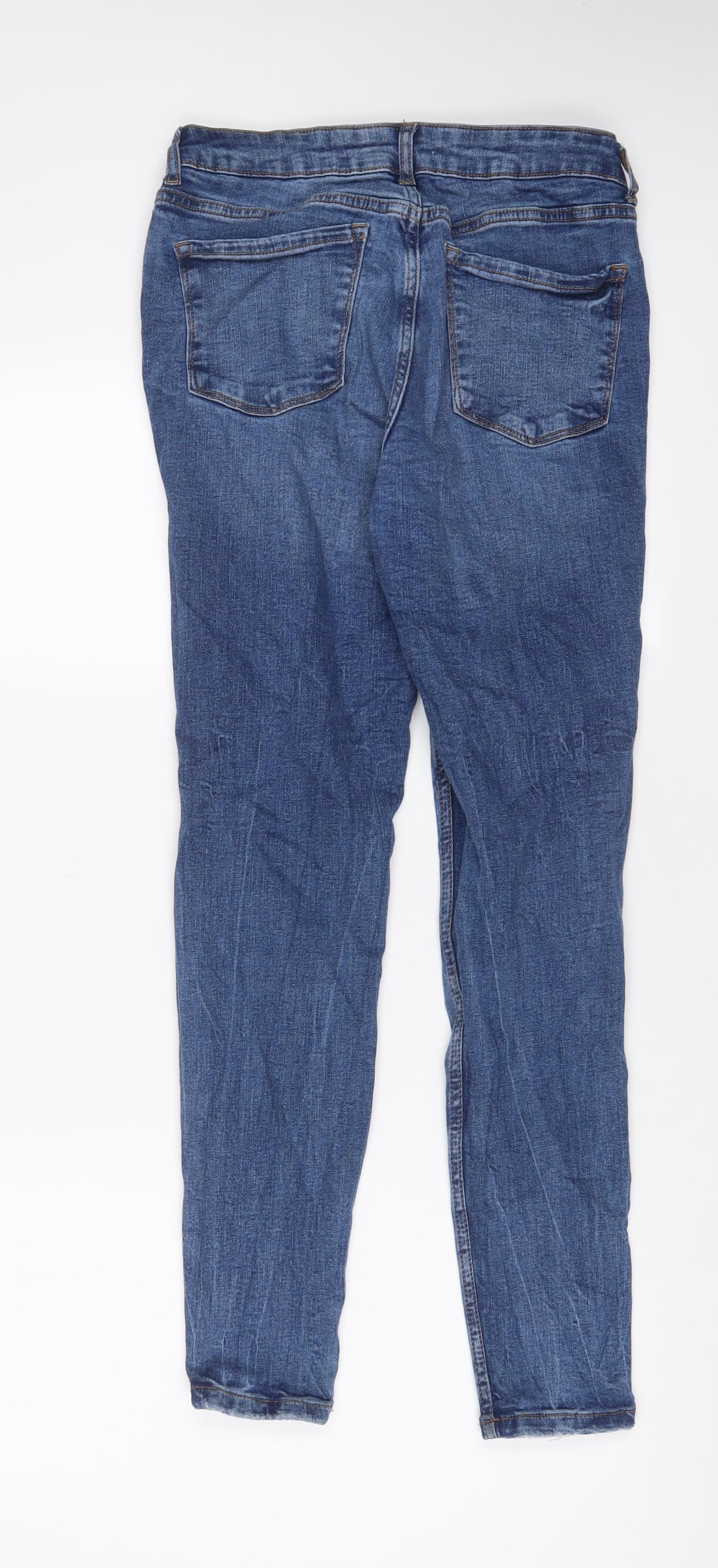 Denim & Co. Womens Blue Cotton Skinny Jeans Size 10 L28 in Regular Zip