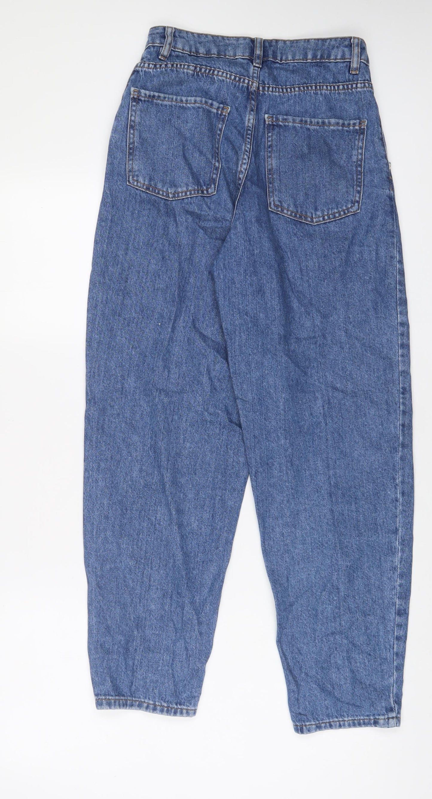 Mango Womens Blue Cotton Tapered Jeans Size 6 L28 in Regular Zip