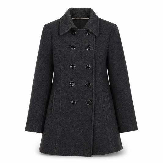 BHS Womens Grey Overcoat Coat Size 14 Button - Pockets