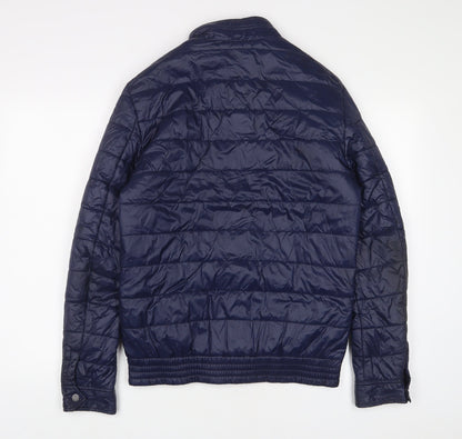 Back view of Antony Morato women’s blue jacket, size S, zip - zip pockets