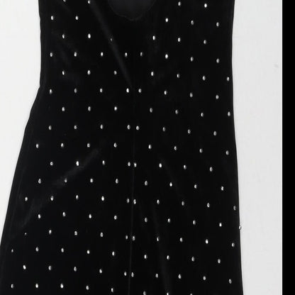 H&M Womens Black Polyester Bodycon Size XS Square Neck Pullover - Jeweled Detail