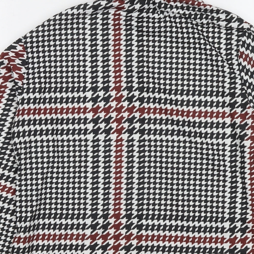 Boohoo Womens Black Herringbone Polyester Basic Blouse Size 8 Mock Neck