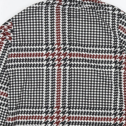 Boohoo Womens Black Herringbone Polyester Basic Blouse Size 8 Mock Neck