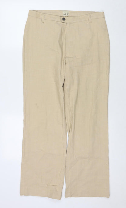 Jonny Q Womens Beige Cotton Trousers Size 18 L28 in Regular Zip