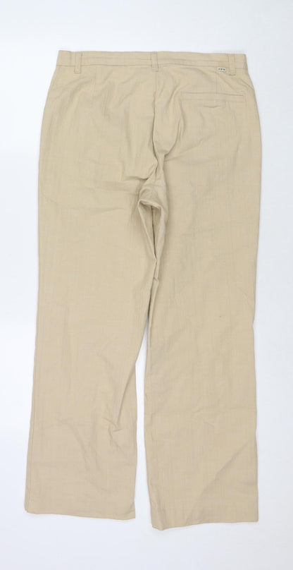 Jonny Q Womens Beige Cotton Trousers Size 18 L28 in Regular Zip
