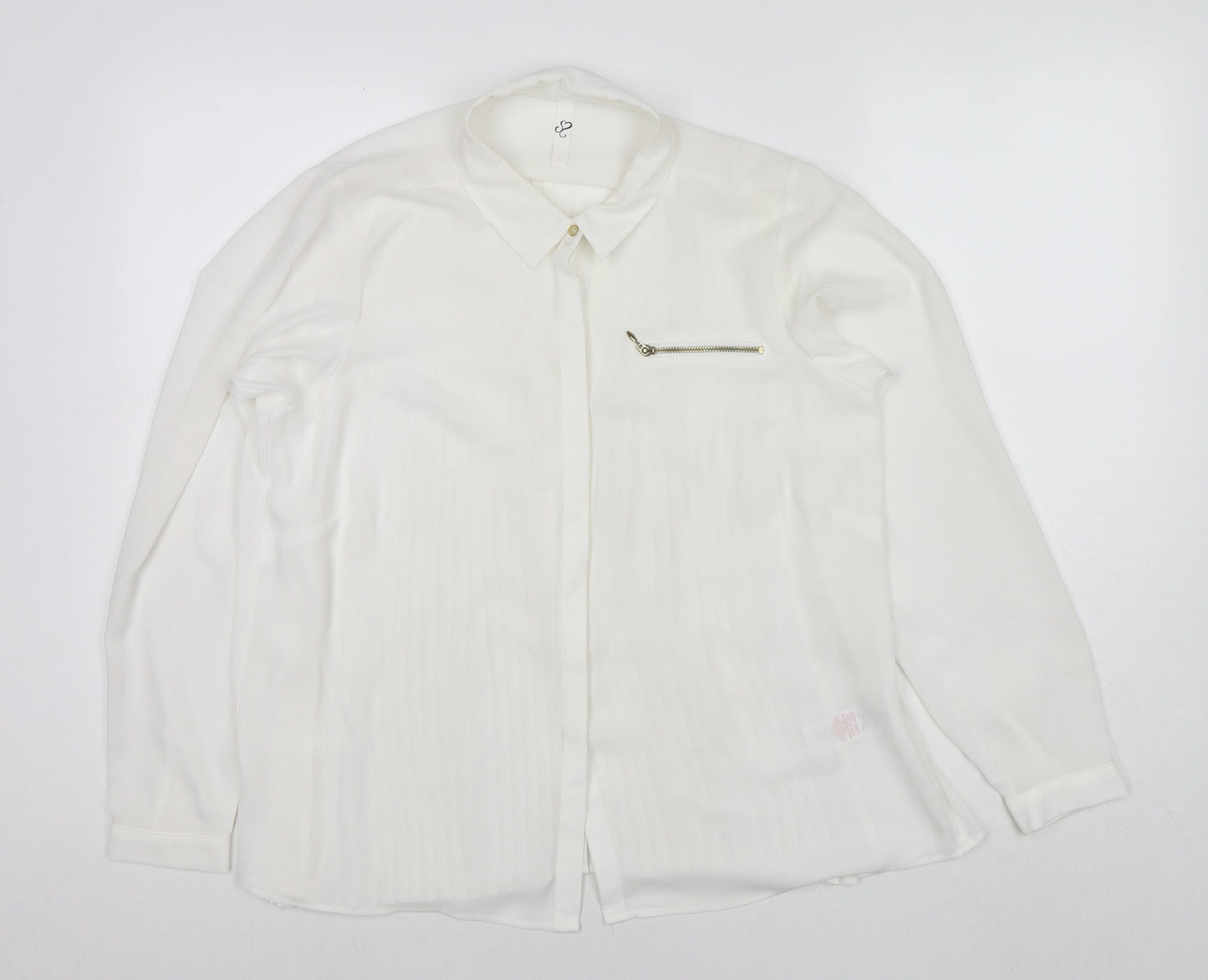 Womens UK Size 14 Arcadia White Basic Button-Up