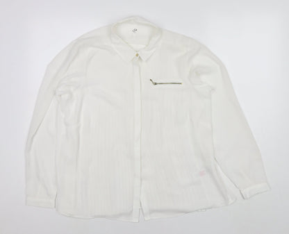 Womens UK Size 14 Arcadia White Basic Button-Up