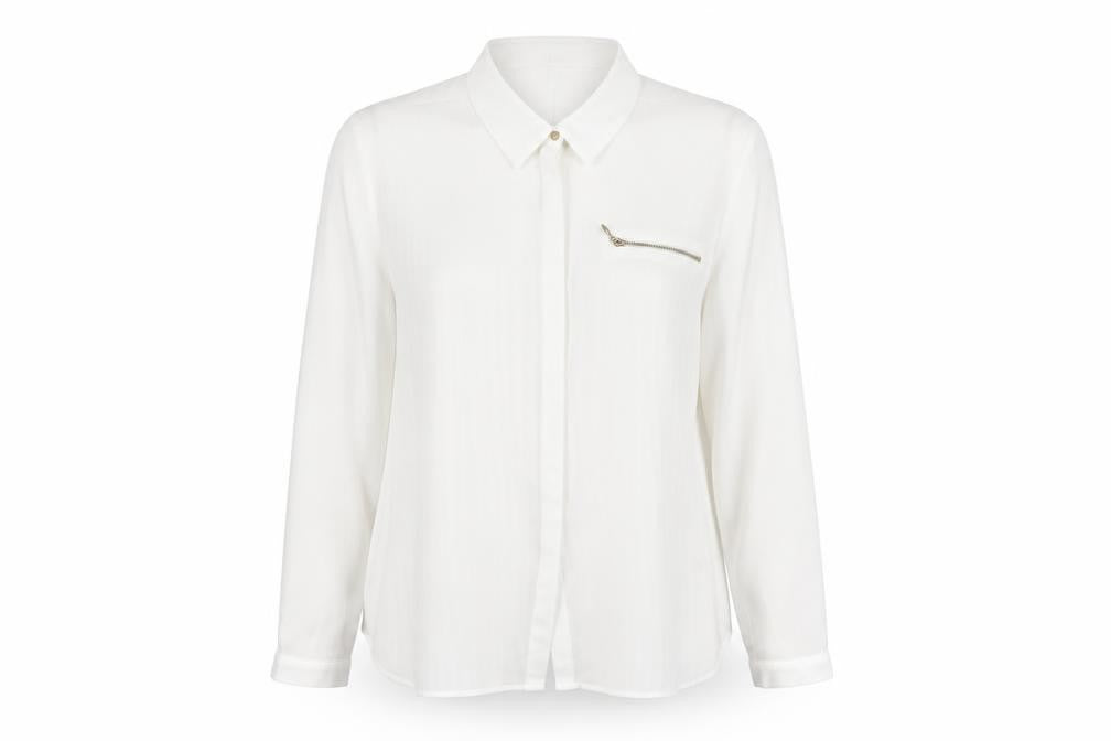 Womens UK Size 14 Arcadia White Basic Button-Up