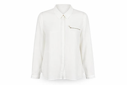 Womens UK Size 14 Arcadia White Basic Button-Up