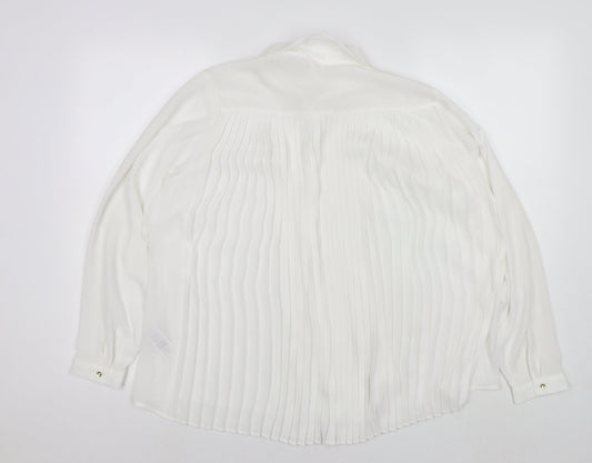 Womens UK Size 14 Arcadia White Basic Button-Up