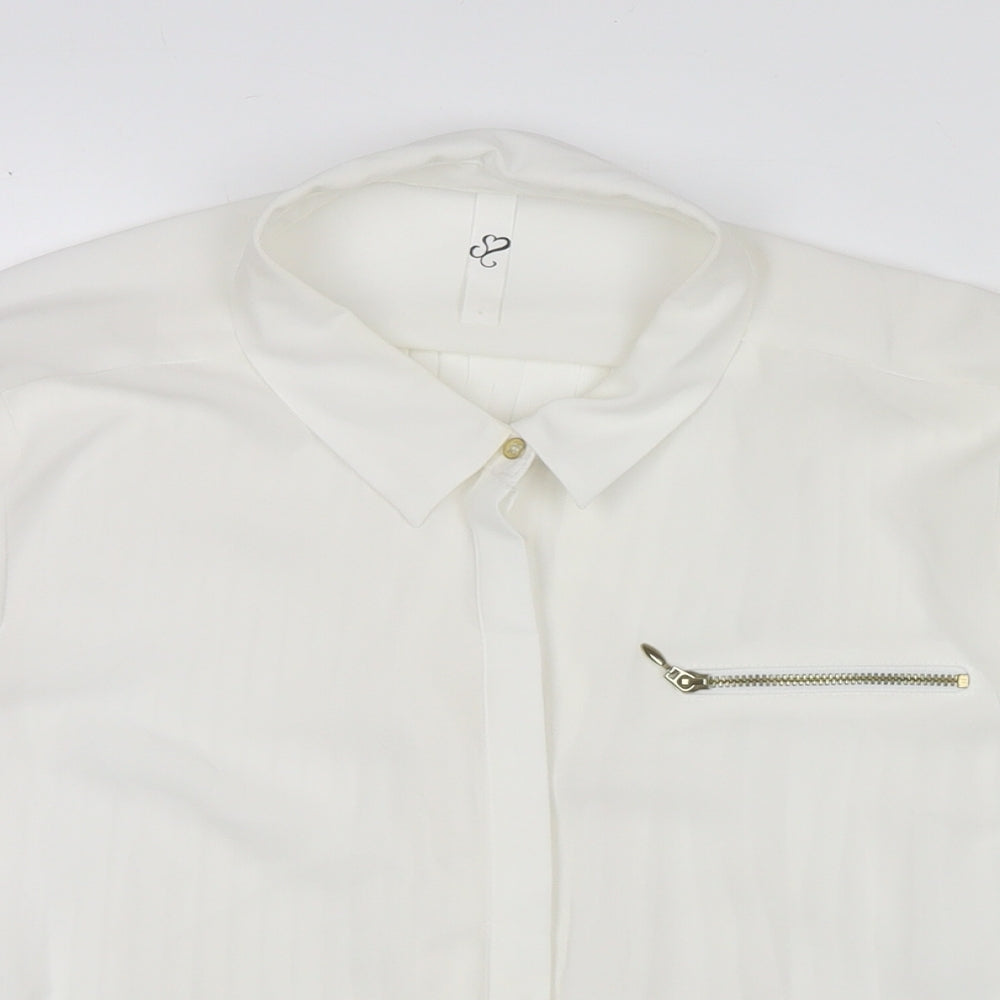Womens UK Size 14 Arcadia White Basic Button-Up