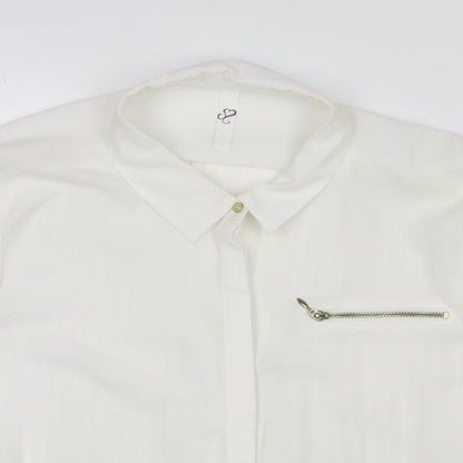 Womens UK Size 14 Arcadia White Basic Button-Up