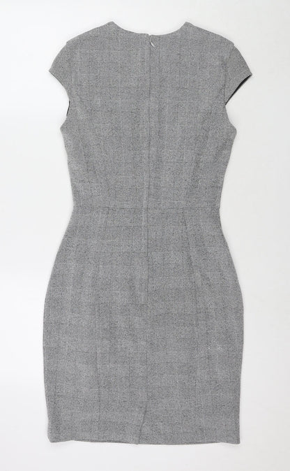 H&M Womens Grey Polyester A-Line Size 8 Round Neck Zip