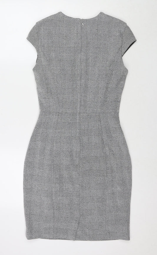 H&M Womens Grey Polyester A-Line Size 8 Round Neck Zip