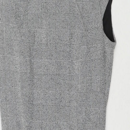 H&M Womens Grey Polyester A-Line Size 8 Round Neck Zip