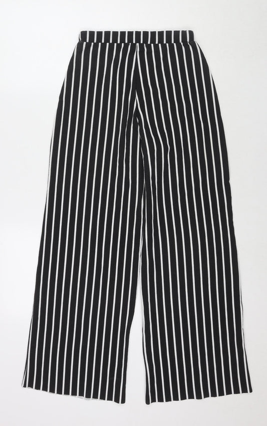 PRETTYLITTLETHING Womens Black Polyester Trousers Size 8 L27 in Regular
